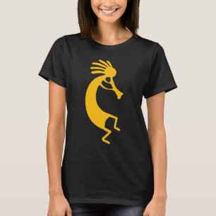 Camiseta Dibujo simple de Kokopelli en naranja amarillo