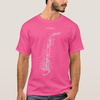 Camiseta Dibujo técnico de saxofón músico orquesta