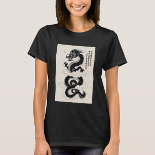 Camiseta Dibujo tradicional asiático de dragón estilo tinta