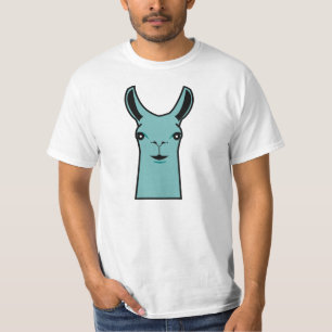 Camiseta Dibujo verde azulado de la llama feliz