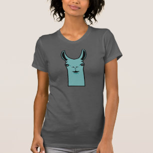 Camiseta Dibujo verde azulado de la llama feliz