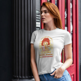 Camiseta Dibujo Y Comida De Anime Chica