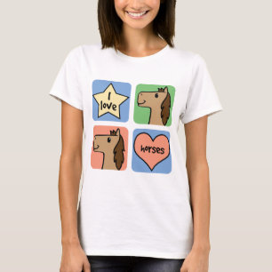 Camiseta Dibujos animados lindos Me encantan los caballos