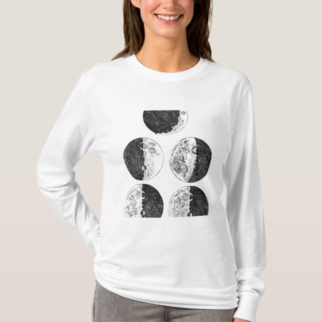 Camiseta Dibujos de Galileo de las fases de la luna (Anverso)