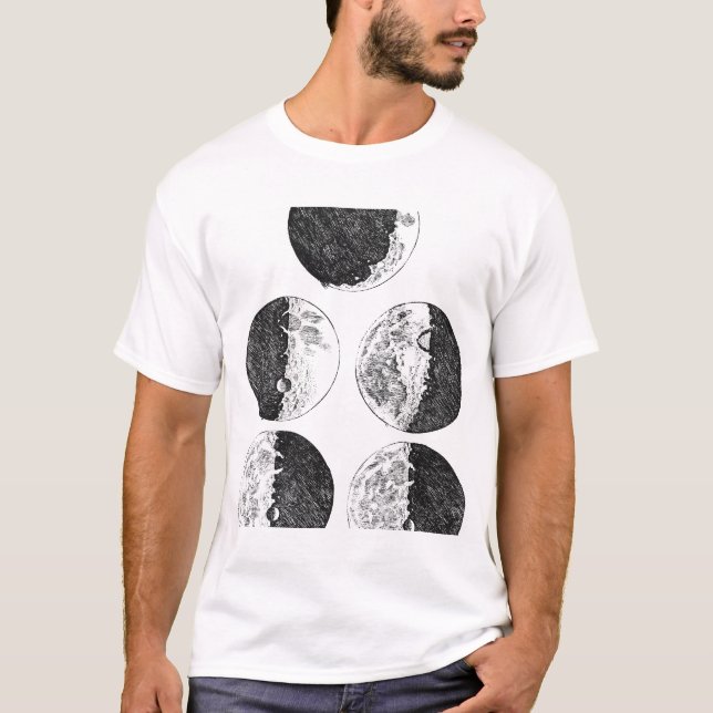 Camiseta Dibujos de Galileo de las fases de la luna (Anverso)