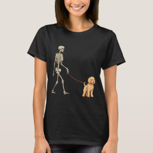 Camiseta Dibujos divertidos de Goldendoodle esqueleto pasea
