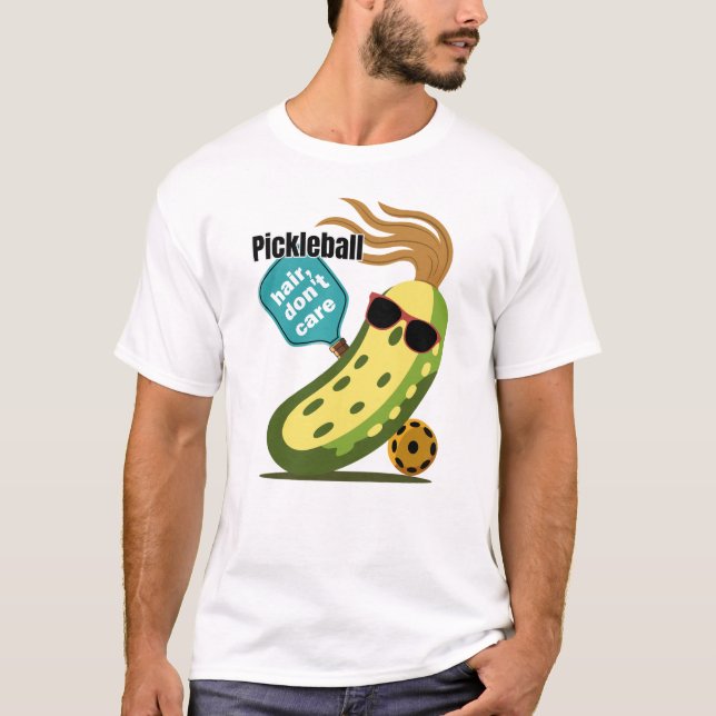 Camiseta Dibujos divertidos de Pickleball | Pickleball Pelo (Anverso)