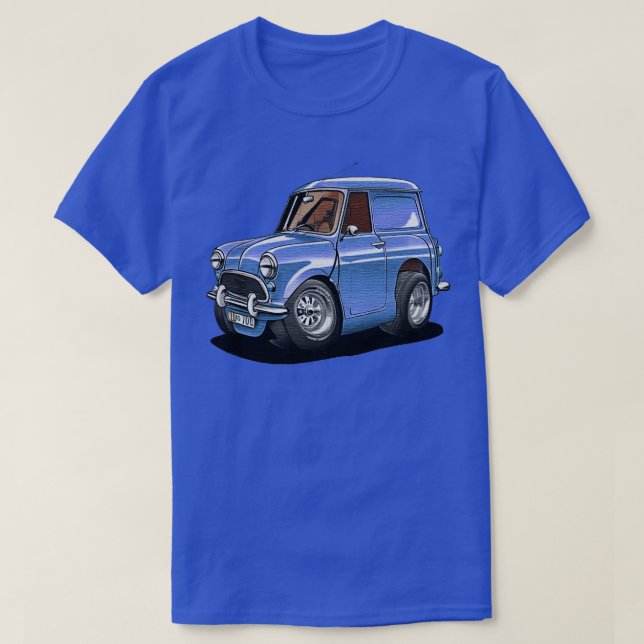 Camiseta dibujos en toon de Morris Mini 1000 Blue (Diseño del anverso)