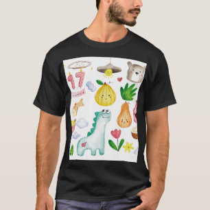 Camiseta Dibujos garabatos de acuarela kawaii, listos para 