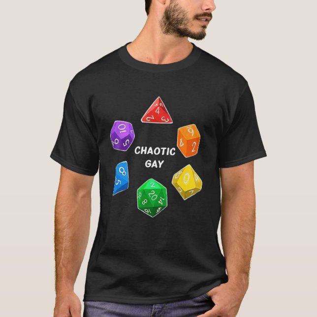 Camiseta Dice D20 Nerdy Tabletop Adve de alineación caótica (Anverso)