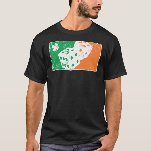 Camiseta Dice Game St Patrick's Day Irish Flag C Distressed (Anverso)