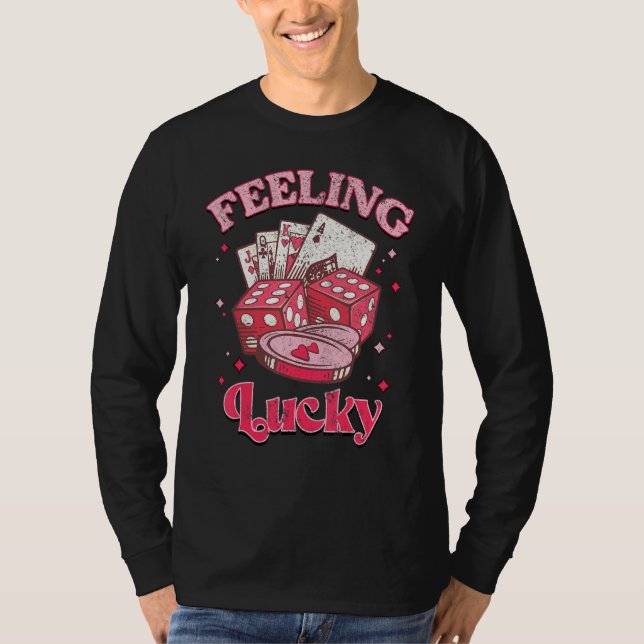 Camiseta Dice Hearts Feeling Lucky Retro Groovy Valentines  (Anverso)