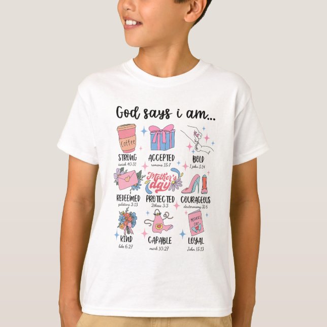 Camiseta Dice que soy Día de la Madre cristiana motivación  (Anverso)
