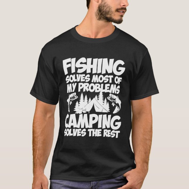 Camiseta Dicho de camping de pesca divertido (Anverso)