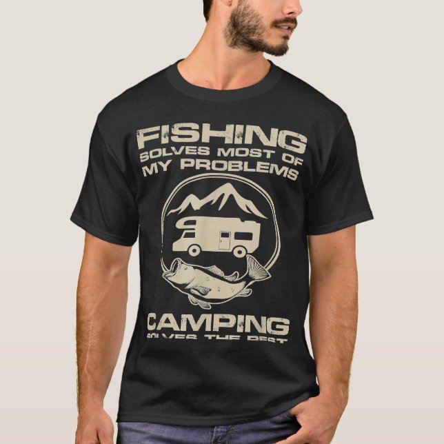 Camiseta Dicho Divertido de Camping Pesca (Anverso)