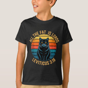 Camiseta Dicho divertido de Levitico 3_16 gato gordo retro 