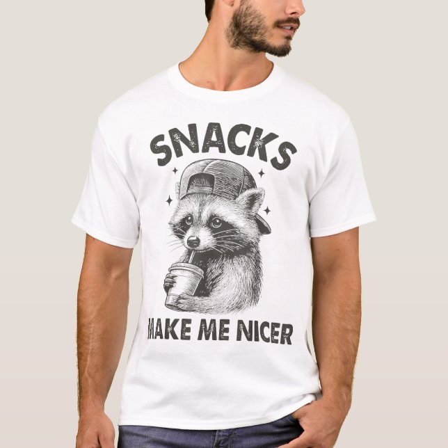 Camiseta Dicho Sarcástico de Animal Los Snacks de Mapache M (Anverso)