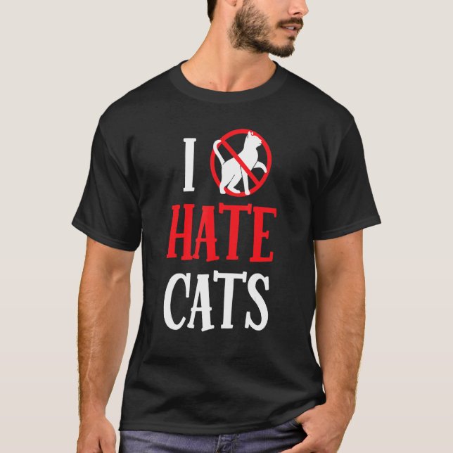 Camiseta Dichos Odio Gatos   Perro Animal (Anverso)