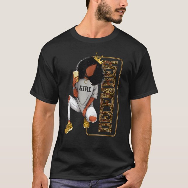 Camiseta Diciembre Chica Cumpleaños Melanin Afro Reina para (Anverso)