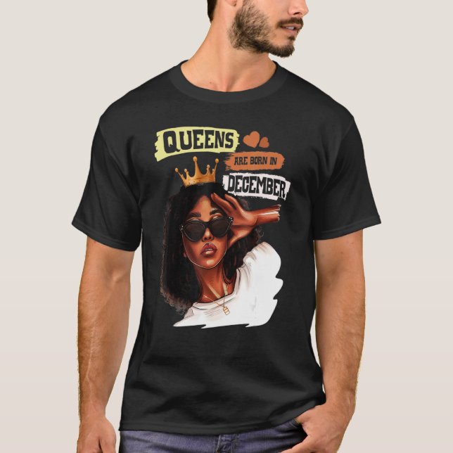 Camiseta Diciembre Chica Cumpleaños Melanin Afro Reina para (Anverso)