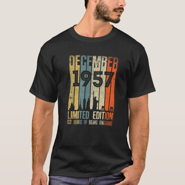 Camiseta Diciembre de 1957 T Regalo de cumpleaños de 63 año (Anverso)