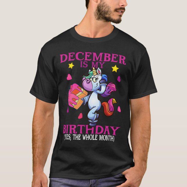 Camiseta Diciembre es mi cumpleaños, Unicornio, Chica mujer (Anverso)