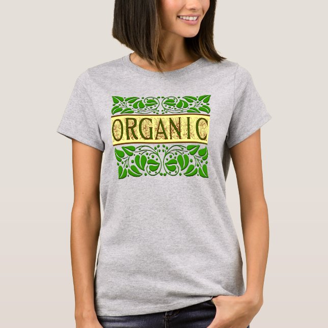 Camiseta Diciendo verde orgánico con tee de hojas antiguas (Anverso)