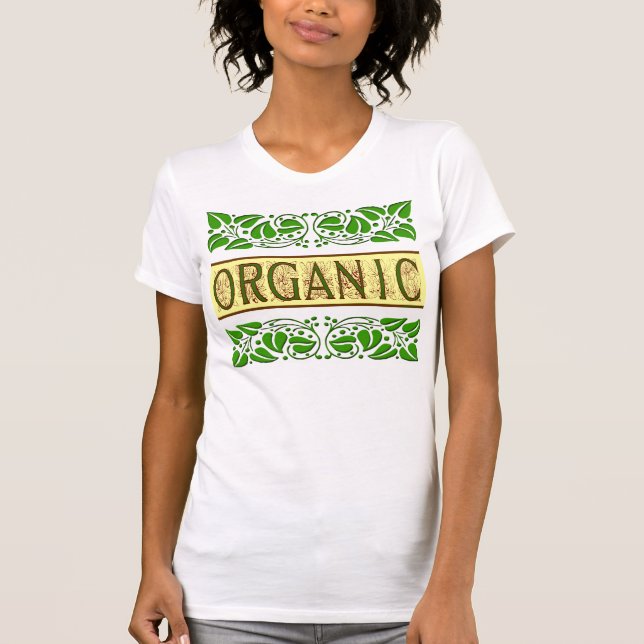 Camiseta Diciendo verde orgánico con tee de hojas antiguas (Anverso)