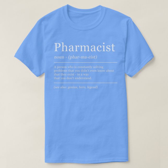 Camiseta Dictionary Pharmacist Pharmacy Definition 1 (Diseño del anverso)