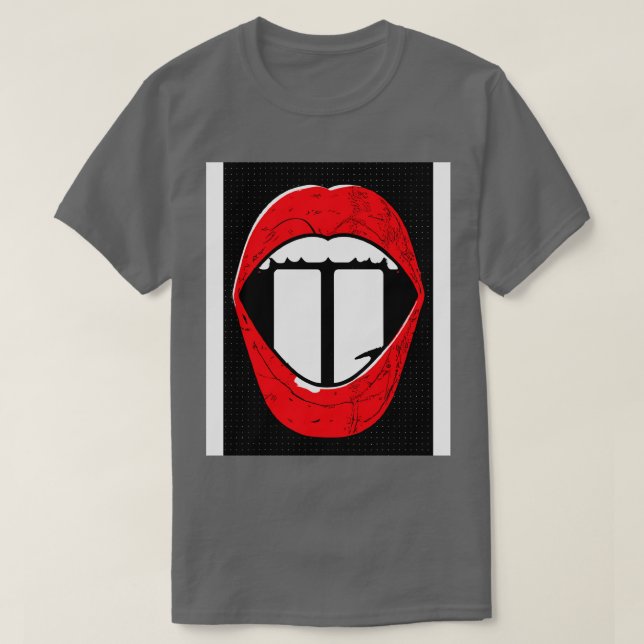 Camiseta Diente blanco de los labios rojos (Diseño del anverso)