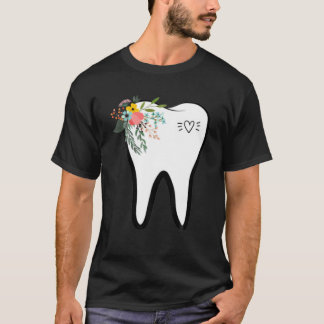 Camiseta diente de flor dentista odontólogo higiénico Higie