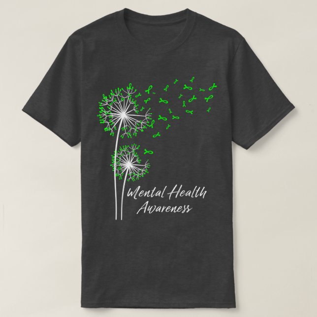 Camiseta Diente de león Lleva Cinta Verde Conciencia sobre  (Diseño del anverso)