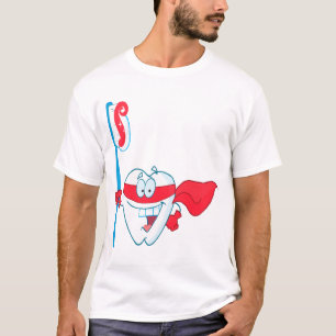 Camiseta Diente de Superhéroe Sonriente Lindo Con Cepillo d