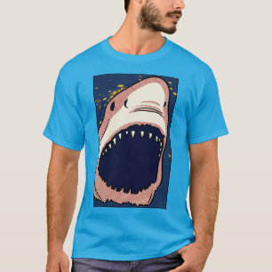 Camiseta Diente de Tiburón Pop Art Panel Cómic de Mediotono