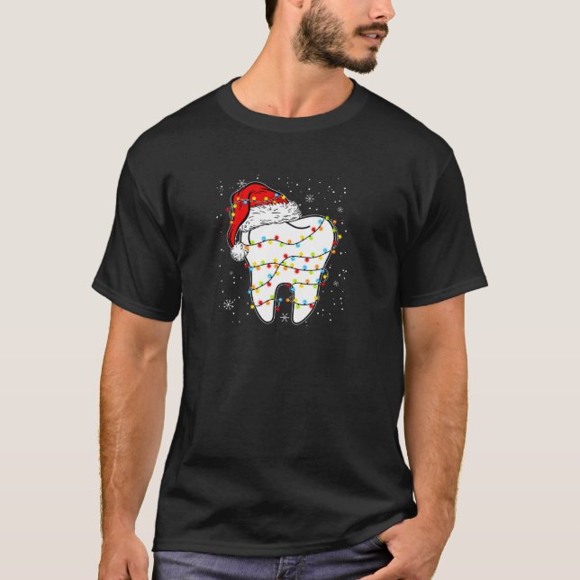 Camiseta Diente gracioso Santa Hat Xmas alumbra Dental C (Anverso)