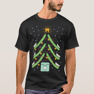 Camiseta Dientes de brocha divertidos Árbol de Navidad Dent