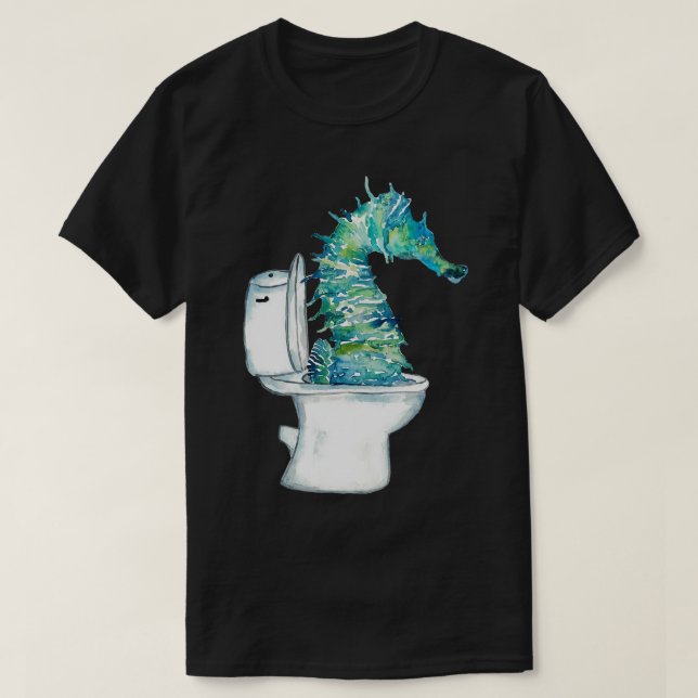 Camiseta Dientes de lavado de caballete de mar acuarela (Diseño del anverso)