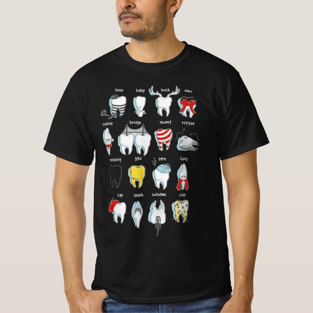 Camiseta Dientes divertidos diseños Dentista Dental (Anverso)