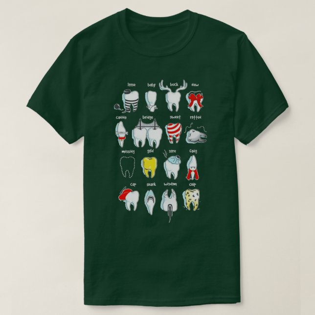 Camiseta Dientes divertidos diseños Dentista Dental (Diseño del anverso)