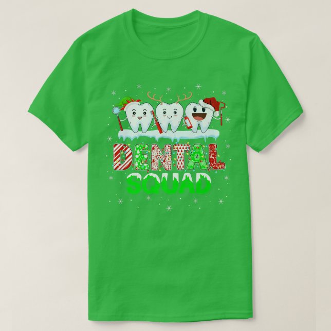 Camiseta Dientes divertidos Xmas Iluminan Dental Squad Dent (Diseño del anverso)