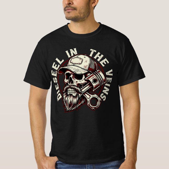 Camiseta Diesel In The Veins Trucker Gift, Skull Trucker (Anverso)