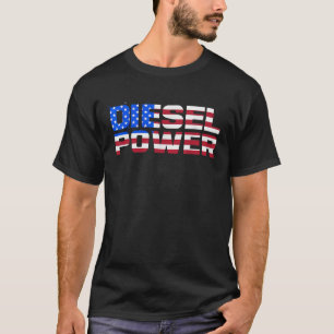 Camiseta Diesel Power American Flag Funny Truck Mechank Gi
