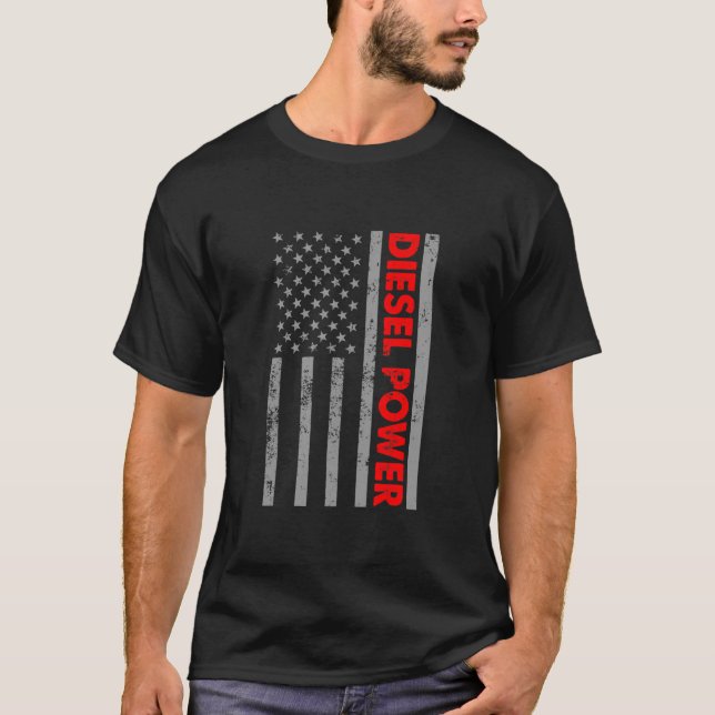 Camiseta Diesel Power US Flag Truck Turbo Brothers (Anverso)