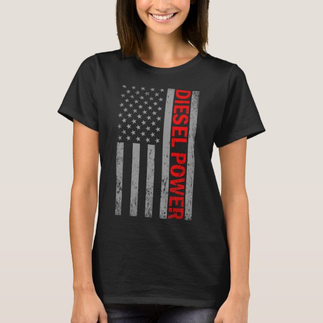 Camiseta Diesel Power Usa Flag Truck Turbo Brothers Mechani (Anverso)