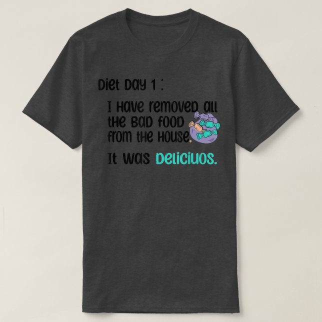 Camiseta Diet Day 1 Funny Candy Food Slimming Sweets Biscui (Diseño del anverso)