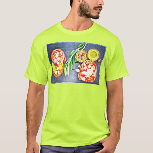 Camiseta "Dieta griega y mediterránea", foto corta. ¡Hazte  (Anverso)