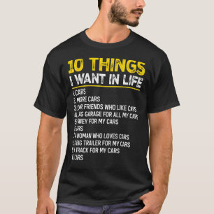 Camiseta Diez cosas que quiero en mi vida más autos Mechan