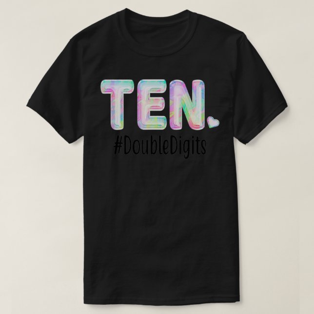 Camiseta Diez dígitos dobles de cumpleaños conjunto 10.º Fi (Diseño del anverso)