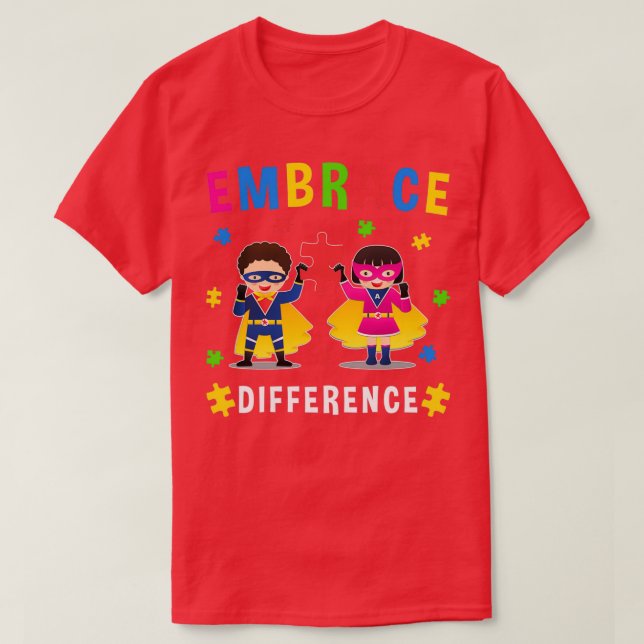 Camiseta Diferencia de abrazar Diferencia Mes Diferencia de (Diseño del anverso)