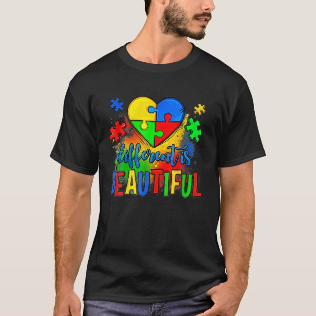 Camiseta Diferente Es Hermoso Autismo Para Niños Autistas H (Anverso)
